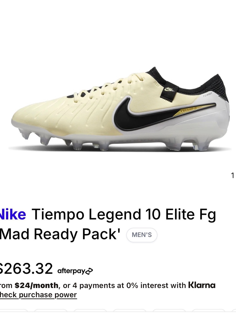 🔥Nike Tiempo Legend 10 Elite FG Soccer Cleats - Cream/Black